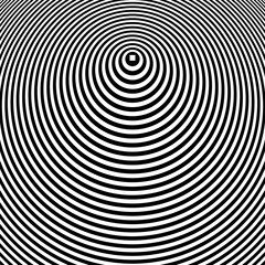 Sticker - Concentric Circle Lines Pattern. 3D Illusion Design. Abstract Geometric Textured Black and White Background. 