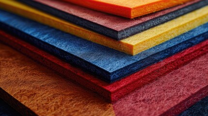 Samples of acoustic polyester material in different colors.