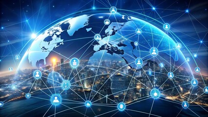 Wall Mural - connecting the world: a visual representation of global business and the internet of things generati