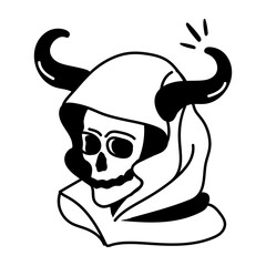 Wall Mural - Devil skull icon in drawing style