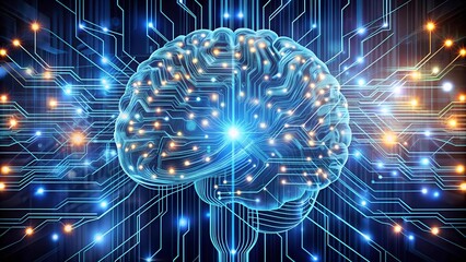 Wall Mural - synaptic circuits: a fusion of mind and machine ai generated