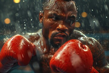 Wall Mural - Focused Boxer Ready For Fight.