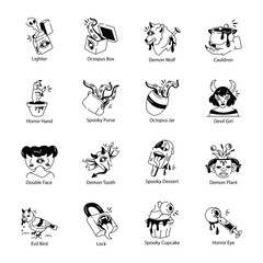 Naklejka na meble Pack of Creepy Doodle Style Icons