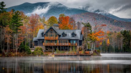 Wall Mural - cabin on the lake