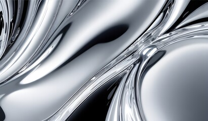 Holographic sleek silver metallic surface with smooth curves. high-resolution modern and elegant design for digital art and backgrounds