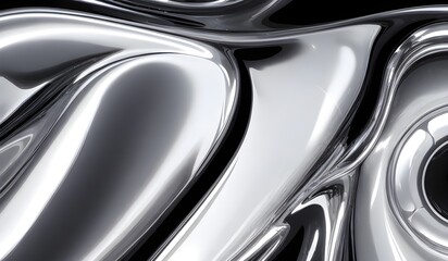 Holographic sleek silver metallic surface with smooth curves. high-resolution modern and elegant design for digital art and backgrounds