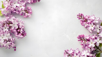 Wall Mural - A close up of a bunch of purple flowers with a white background