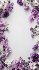 Wall Mural - A close up of a bunch of purple flowers with a white background