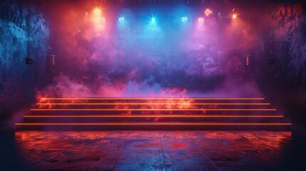 Poster - Neon Stage with Smoke and Lights