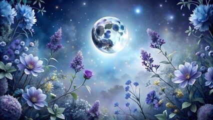 Wall Mural - Whispers of the Moonlit Garden: A Tapestry of Ethereal Blooms  generative AI