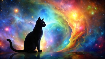 Cosmic Cat Nebula: A Whirlwind of Starry Feline Grace  Generative AI