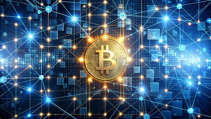 Wall Mural - abstract bitcoin blockchain: a symphony of data and code ai generated