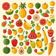 © David - Fruits with eyes, smiling fruits, illustration of fruits