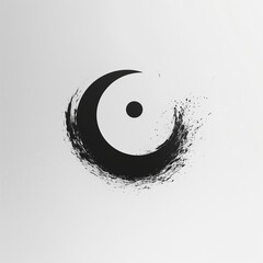 Wall Mural - Stylized Abstract Circle Design in Black and White