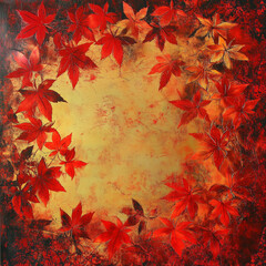 red maple leaves, autumn landscape, warm tones, chinese background pattern design