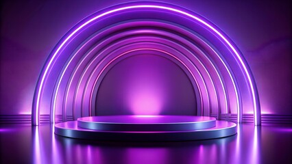 Wall Mural - Cosmic Purple Arc: A Futuristic Product Showcase  AI generated