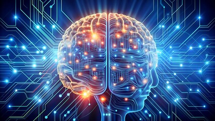 Wall Mural - synaptic circuits: a fusion of mind and machine ai generated