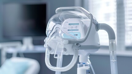 Wall Mural - An advanced nebulizer with adjustable settings and a comfortable mask, used for delivering respiratory treatments.