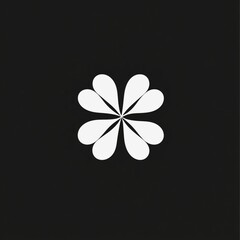 Sticker - Minimalist Flower Icon in Black and White