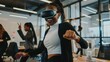 © SHI - Dark women in the office dance with technology