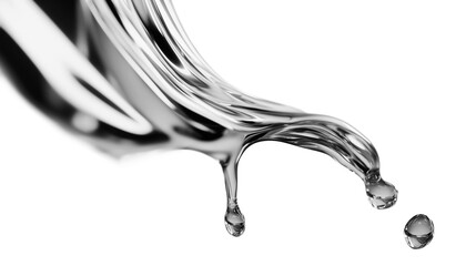 Wall Mural - Liquid silver metal splash with droplets floating in air 