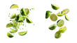 © Oriel-team - Exploding lime slices with juice splash isolated on a transparent background