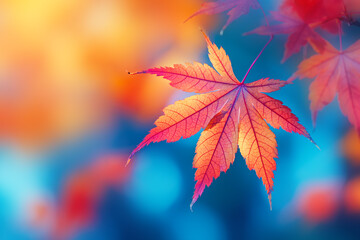 Wall Mural - Abstract autumn background with maple yellow leaves