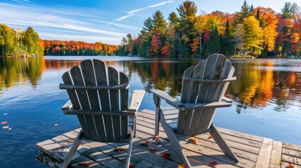 Canvas Print - A serene lake in autumn