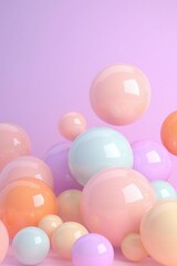 Wall Mural - product presentation background with 3d many different sizes pastel colored matte and glossy spheres