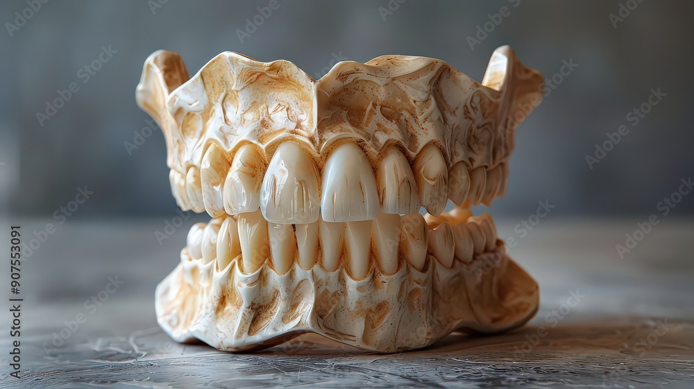 detailed model of human dental anatomy showing the upper and lower ...