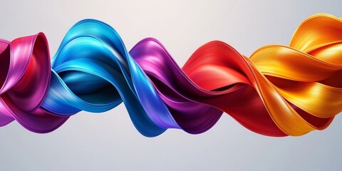 Poster - 3D Multicolored Twisted Ribbon, Generative AI