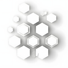 Wall Mural - abstract white geometric hexagon isolated on white background, text area, png