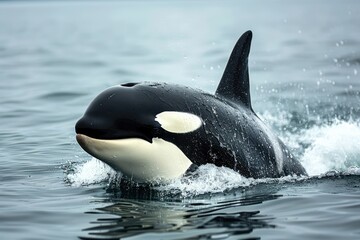 killer whale in the sea . animal in ocean.