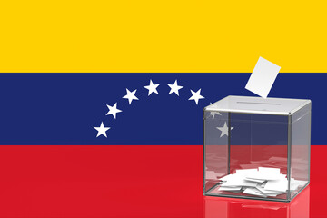 Ballot box with the flag of Venezuela