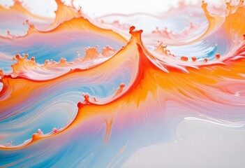 Wall Mural - Abstract image of a colorful liquid splash. The splash is a mixture of blue, orange, and yellow, creating a dynamic and fluid effect.