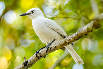 Poster - A white bird sitting on a tree branch