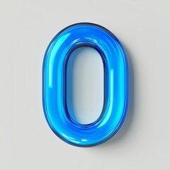 Poster - Stylized Three-Dimensional Blue Number Zero