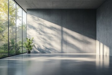 Sticker - 3d render of modern architecture with empty concrete wall and floor, car presentation background, Generative AI