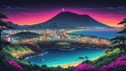 Wall Mural - jeju island south korea retro neon