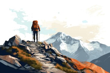 Wall Mural - Mountain hiking recreation adventure.