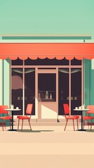 Wall Mural - Retro film of a cafe architecture restaurant furniture.