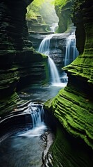 Canvas Print - Waterfall landscape outdoors scenery.