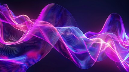 Leinwandbilder - Abstract waves shape glowing in ultraviolet spectrum Background for banner backdrop or texture for 3D mapping : Generative AI