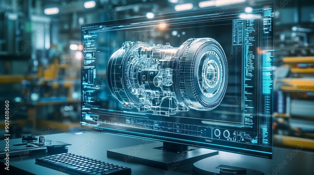 An engineering designer uses 3D CAD software to design an industrial ...