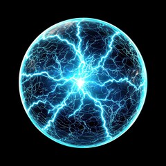 Wall Mural - Blue electric sphere with dynamic sparks creating a futuristic and vibrant effect.