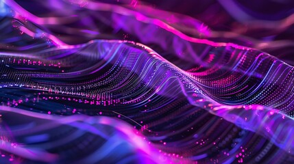 Leinwandbilder - Abstract waves shape glowing in ultraviolet spectrum Background for banner backdrop or texture for 3D mapping : Generative AI