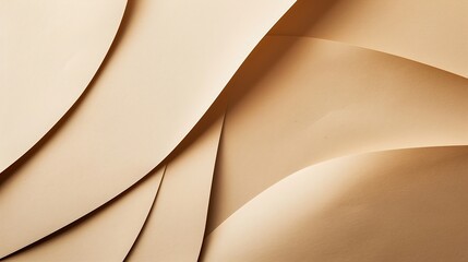 Poster - Beige colored paper texture background Minimal paper cut style composition with layers of geometric shapes and lines in shades of brown colors Top view : Generative AI
