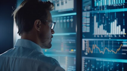 Fototapete - Business data analyst using graphs metrics and KPIs to enhance organizational performance Implements financial operational sales and marketing strategies digital marketing trend : Generative AI