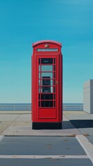 Canvas Print - Public telephone booth in city architecture convenience technology.