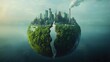 © Kanin - A split earth showing industrial pollution and pristine nature, duality of climate change impact, environmental awareness, global warming
